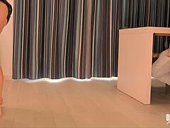 Intimate encounter with stepdaughter in the kitchen