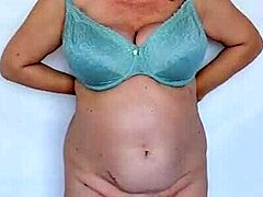 Busty Granny MariaOlds Transforms from Beige to Mint in Lingerie Show