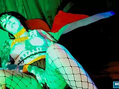 Tattooed girl Tenshii Tushii in lingerie gets a rough session.