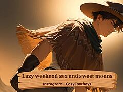 Tender moaning session with muscular man