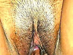 sexy latina milf feels the cum dripping on her tight body close up