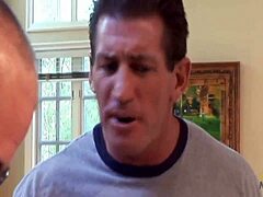 A knock at the door turns into steamy sex with a milf sporting big fake tits