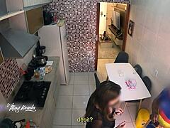 Hot wife thay ksada steps out of shower flashing big tits to delivery man