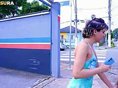 hot young girl approached leaving gym, indecent proposal to film porn scene - she accepts and you know the end