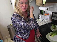 Blonde Stepmom Milks Stepson With Monster Cock In Kitchen Using Big Natural Tits Before Date