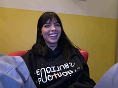 Watch this busty petite 18+ latina get her big ass filled with cum in a rough quickie