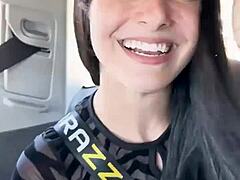 Hey we're having crazy deepthroat fun with Kaitlyn Katsaros on Barcelona holidays outdoors