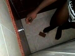 Conversational Shower spy cam catches horny friend licking pussy in bathroom voyeur action