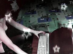 watch this sexy milf flashing her big natural tits in erotic lingerie?