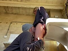 Hot Wife Neighbor Pussy Eating Washing Machine Room