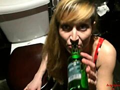 Surprise anal and blowjob in public restaurant