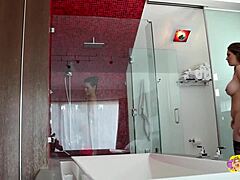 Want to join the brunette in the shower?