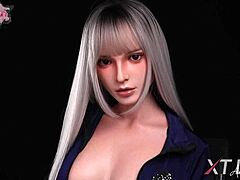 Feeling the thrill with Hannah, the blonde police officer sex doll.