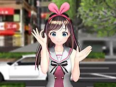 Kizuna ai strips intensely in 3d cartoon dance