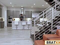 pretty little 18+ teen cosplaying black cat in role-play with blonde tattoo big cock riding costumes monster cock