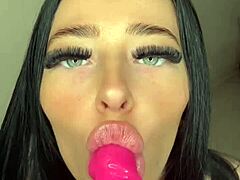 Horny British Slut Teen 18+ Gives Blowjob with Toys to Orgasm