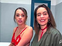 joy and anita, two naughty french girls with small waists, are eager for some group sex in lingerie.