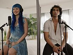 I, jewelz blue, bend over in lingerie for hot blind date, riding to orgasm.