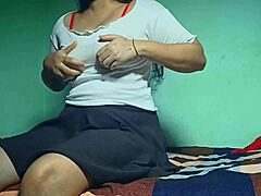 cute desi girlfriend gets hard blowjob and fucked by lover 😍