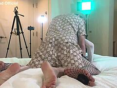 Rapper Fucks Blonde Transsexual Ladyboy in Detailed Fucking