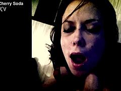 cherry soda gets cum on tits and face in escort scene