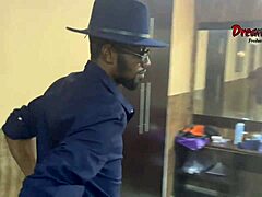 Whore in dress gives blowjob then rides big cock in bedroom