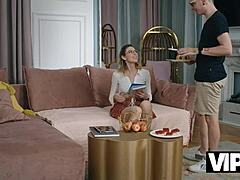 Vip4k Lust For Ass: Beautiful Blonde European Nerd Couple On Sofa