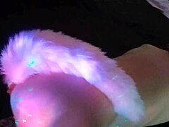 Petite Shaved Cutie Cat Ears Tail Plug Fucked Older Guy