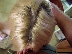 Beautiful girls sucking hairy dick POV