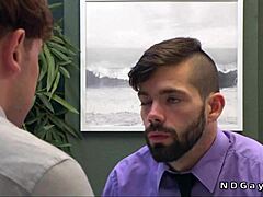 gay coworkers give blowjobs and anal fuck in the office at work