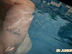 The Nymphomaniac Actress and Actor Share a Passionate Encounter in the Pool During the Recording Interval