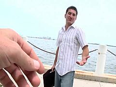 Spruce hunk lured into wild blowjob with gay 😏