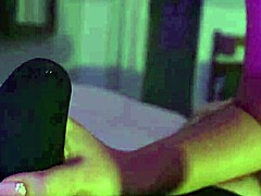 petite girl gives handjob over underwear