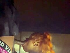 ebony babe gives sloppy blowjob in beale street garage