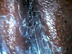 Playboy goo is a sticky substance for licking in the video.