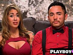 Naughty busty milf sucks big tattooed dick while he licks her pussy