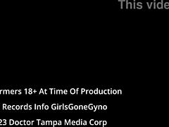 Tanned nurse with short hair tries latex gloves backstage at hospital