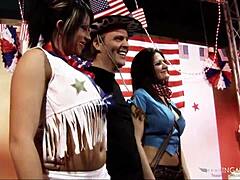 Two Amazing Chicks Bent Over And Licking Cocks In Cowgirl Position