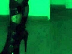 exotic dancer in lingerie strips and teases with handjob in private femdom session