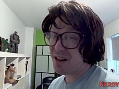 Big Tit Slut Passionately Swallows Nerd's Dick