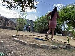 Skinny Latina Takes Monster Cock Outdoors