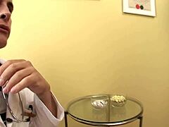 Doctor Removes Tattoo with Cum on Big Natural Tits