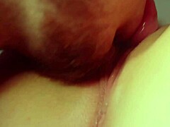 hot amateur pussy licking closeup with pretty teen muff diving and wet lips 😏