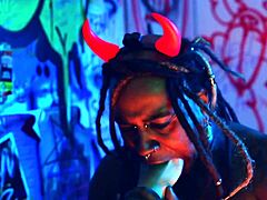 This heel play session turns into intense foot domination with choking gagging and barefoot licking