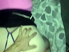 in pov, latina milf bends over in blue thong for homemade doggystyle solo