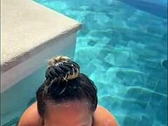 costa rica compilation of asian girlfriend giving pov blowjobs outdoors by the pool