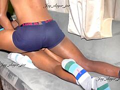 hot ebony chick crushed by huge black monster dick in garage... tight pussy ripped clothes wet dripping