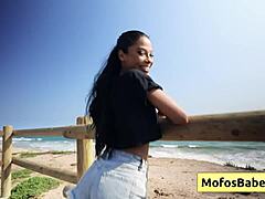 Stunning ebony pornstar Eden West reveals her big round boobs and wet pussy for hardcore fuck with Charles Dera