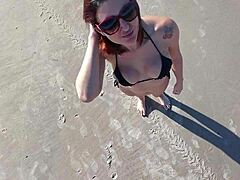 Oh man, that beach walk with the redhead Latina was somethin' else... her big tits just glowin' in the sun.