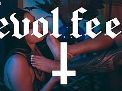 I adore how gorgeous Svetlanna uses her sensual white toenails to seduce Ravena in this close-up femdom foot fetish session